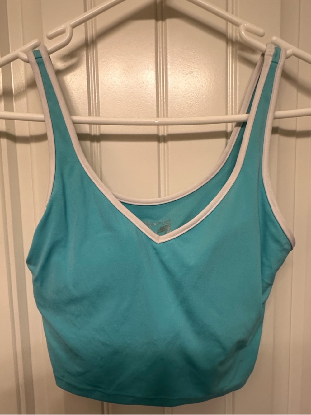 aerie Aqua Blue V-Neck Bralette with White Trim aerie offline